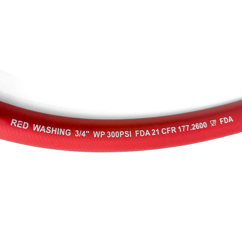 Red Food Washing Hose with 300 PSI Working Pressure – FDA Approved NBR/EPDM Rubber for Hot Water Resistant Cleaning