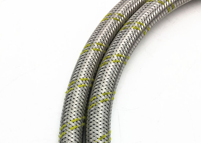 3/8" tubo flessibile di gomma del gas di SBR con le linee gialle intrecciate e due dell'acciaio inossidabile 0