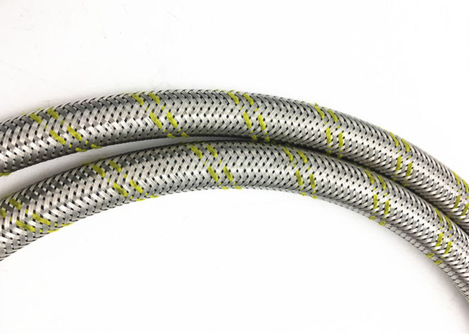 3/8" tubo flessibile di gomma del gas di SBR con le linee gialle intrecciate e due dell'acciaio inossidabile 1